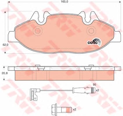 Klocki hamulcowe przednie tarczowe TRW GDB1600 cena, od 28,44 USD