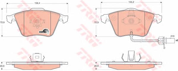 Klocki hamulcowe przednie tarczowe TRW GDB1659 cena, od 39,57 USD