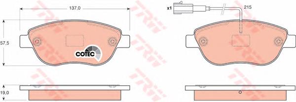 Klocki hamulcowe przednie tarczowe 0077365379 Fiat/Alfa/Lancia