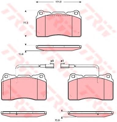 Klocki hamulcowe przednie tarczowe TRW GDB1648 cena, od 48,53 USD