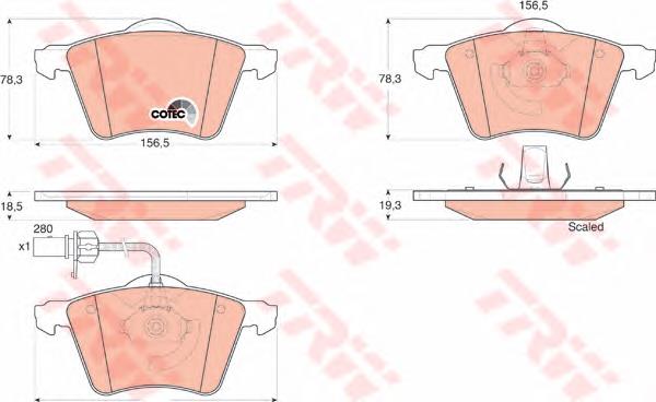 Klocki hamulcowe przednie tarczowe TRW GDB1538 cena, od 33,68 USD