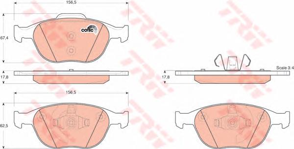Klocki hamulcowe przednie tarczowe TRW GDB1532 cena, od 27,07 USD