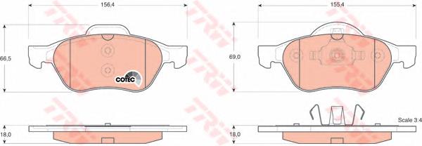 Klocki hamulcowe przednie tarczowe TRW GDB1540 cena, od 27,98 USD