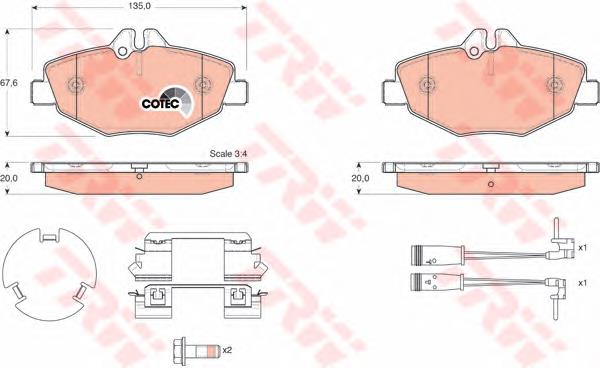 Klocki hamulcowe przednie tarczowe TRW GDB1542 cena, od 31,61 USD