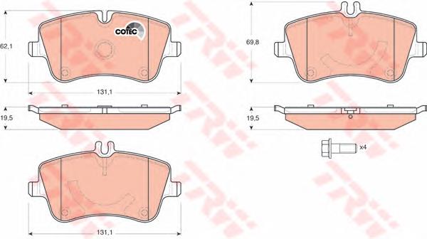 Klocki hamulcowe przednie tarczowe Mercedes A005420622041 cena, od 25,93 USD