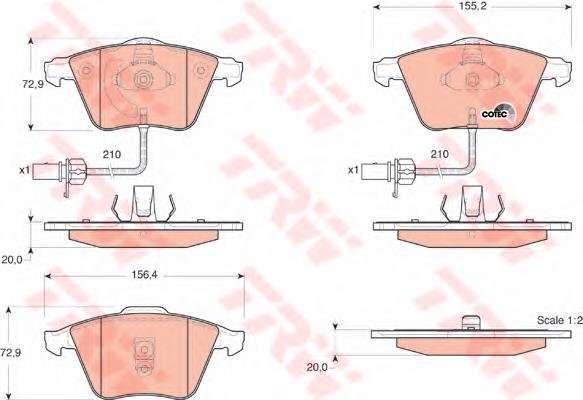 Klocki hamulcowe przednie tarczowe TRW GDB1528 cena, od 32,14 USD