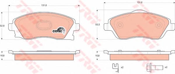 Klocki hamulcowe przednie tarczowe TRW GDB1570 cena, od 23,84 USD