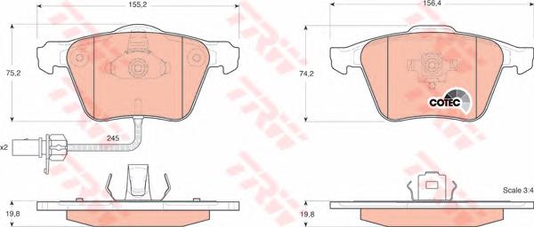 Klocki hamulcowe przednie tarczowe TRW GDB1554 cena, od 39,57 USD