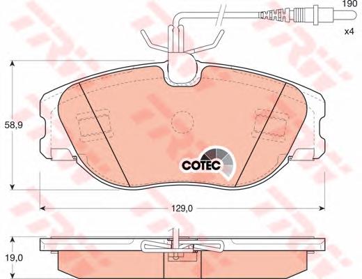 Klocki hamulcowe przednie tarczowe TRW GDB1148 cena, od 28,64 USD