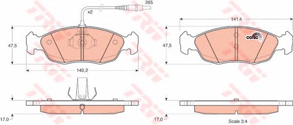 Klocki hamulcowe przednie tarczowe TRW GDB1104 cena, od 27,41 USD