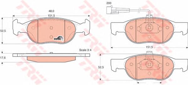Klocki hamulcowe przednie tarczowe TRW GDB1291 cena, od 28,13 USD