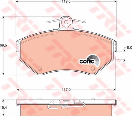 Klocki hamulcowe przednie tarczowe TRW GDB1266 cena, od 23,75 USD