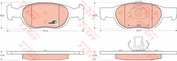 Klocki hamulcowe przednie tarczowe TRW GDB1339 cena, od 27,35 USD