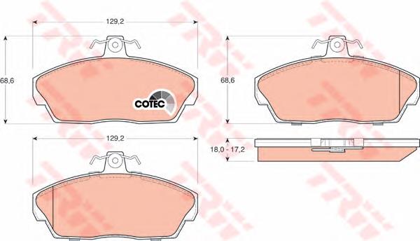 Klocki hamulcowe przednie tarczowe TRW GDB1319 cena, od 29,56 USD