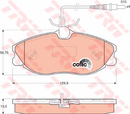 Klocki hamulcowe przednie tarczowe 425132 Peugeot/Citroen
