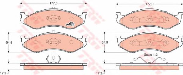 Klocki hamulcowe przednie tarczowe TRW GDB1153 cena, od 31,25 USD