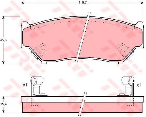 Klocki hamulcowe przednie tarczowe TRW GDB1174 cena, od 16,33 USD