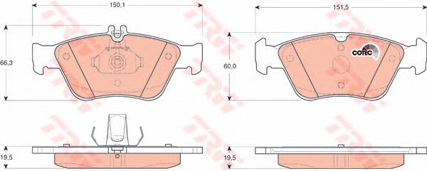 Klocki hamulcowe przednie tarczowe Mercedes A0024204420