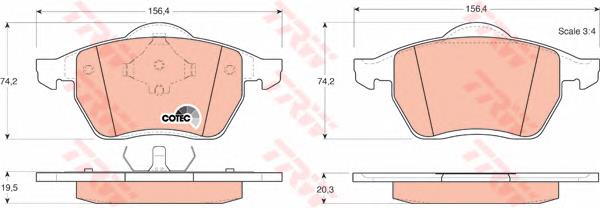 Klocki hamulcowe przednie tarczowe TRW GDB1204 cena, od 27,49 USD