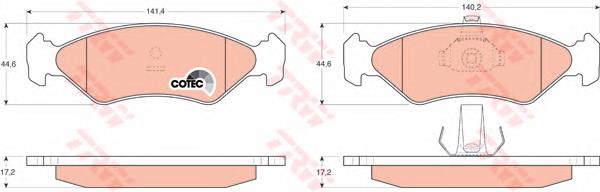 Klocki hamulcowe przednie tarczowe TRW GDB1221 cena, od 26,65 USD
