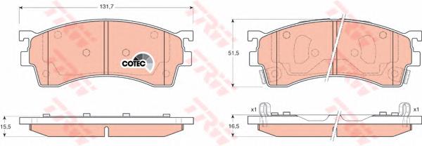 Klocki hamulcowe przednie tarczowe TRW GDB3209 cena, od 26,88 USD