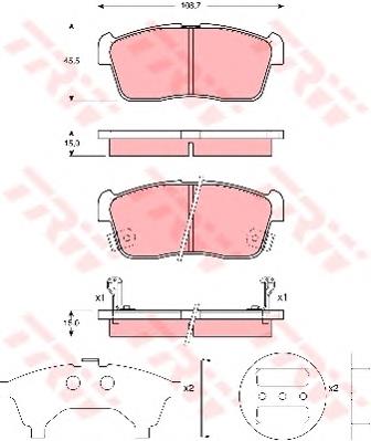 Klocki hamulcowe przednie tarczowe TRW GDB3236 cena, od 22,83 USD