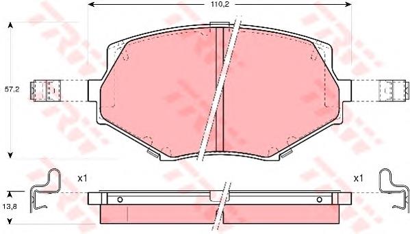 Klocki hamulcowe przednie tarczowe TRW GDB3103 cena, od 30,44 USD