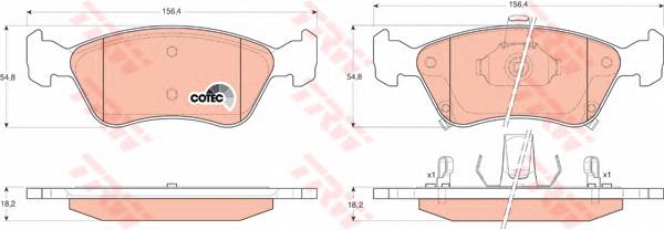 Klocki hamulcowe przednie tarczowe TRW GDB3163 cena, od 26,82 USD