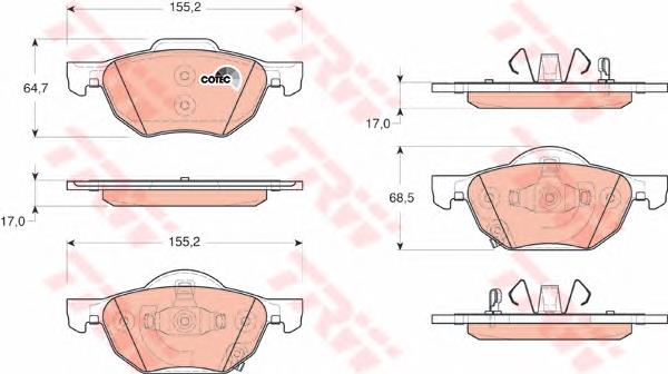 Klocki hamulcowe przednie tarczowe TRW GDB3355 cena, od 27,81 USD