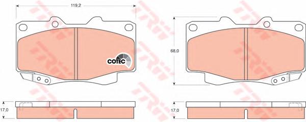 Klocki hamulcowe przednie tarczowe TRW GDB3428 cena, od 28,97 USD