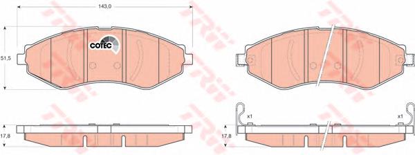 Klocki hamulcowe przednie tarczowe TRW GDB3347 cena, od 17,31 USD