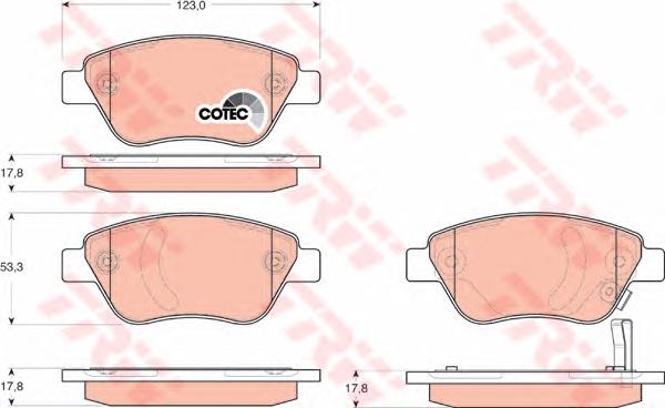 Klocki hamulcowe przednie tarczowe TRW GDB1700 cena, od 25,87 USD