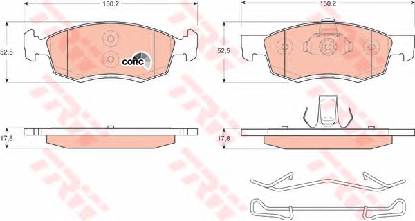 Klocki hamulcowe przednie tarczowe TRW GDB1749 cena, od 27,12 USD