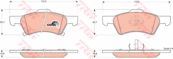 Klocki hamulcowe przednie tarczowe TRW GDB4129 cena, od 36,70 USD