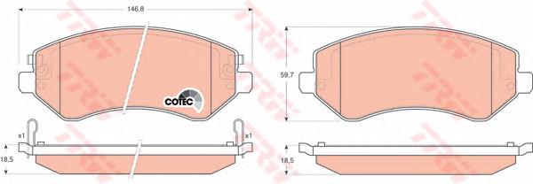 Klocki hamulcowe przednie tarczowe TRW GDB4126 cena, od 29,49 USD