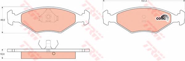 Klocki hamulcowe przednie tarczowe TRW GDB958 cena, od 25,85 USD
