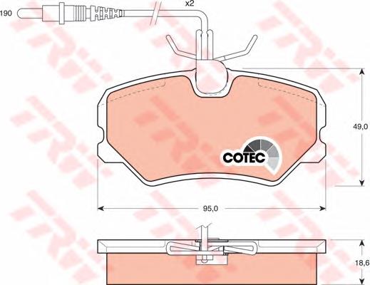 Klocki hamulcowe przednie tarczowe TRW GDB793 cena, od 24,54 USD