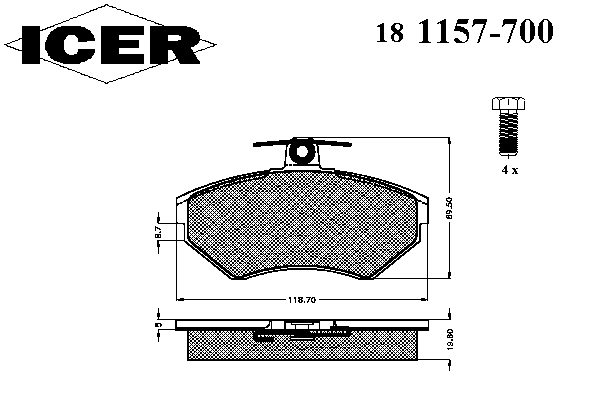 181157-700 Icer klocki hamulcowe przednie tarczowe