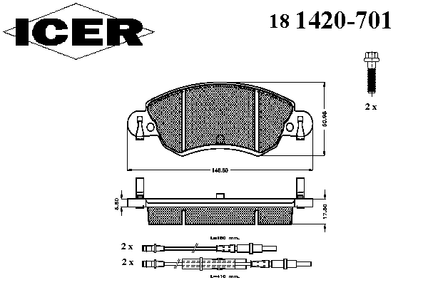 181420-701 Icer klocki hamulcowe przednie tarczowe