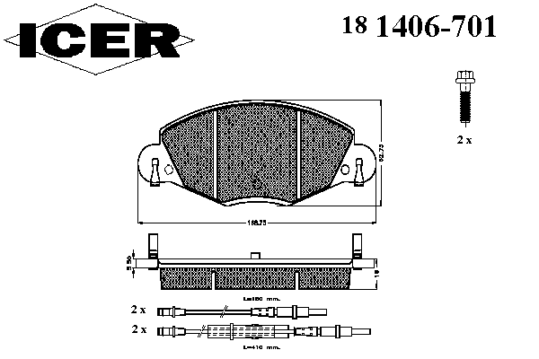 181406-701 Icer klocki hamulcowe przednie tarczowe