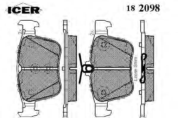 182098 Icer okładziny (klocki do hamulców tarczowych tylne)