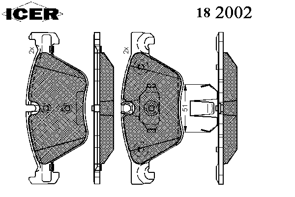 182002 Icer klocki hamulcowe przednie tarczowe