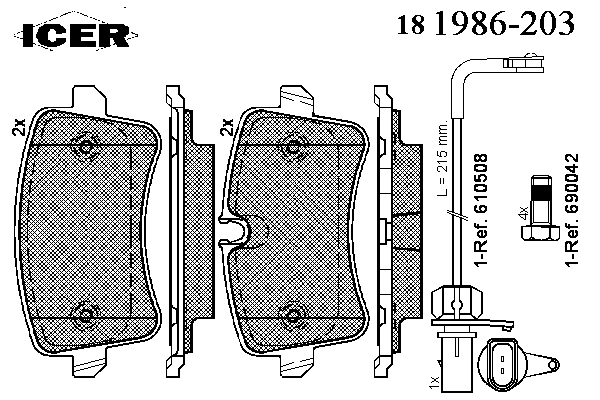 181986-203 Icer okładziny (klocki do hamulców tarczowych tylne)