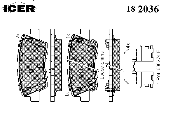 182036 Icer okładziny (klocki do hamulców tarczowych tylne)