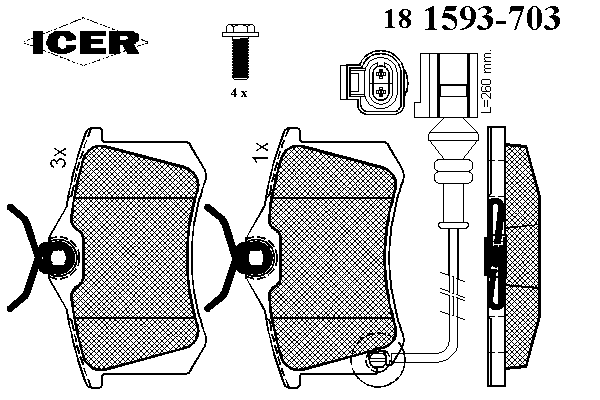 181593-703 Icer okładziny (klocki do hamulców tarczowych tylne)