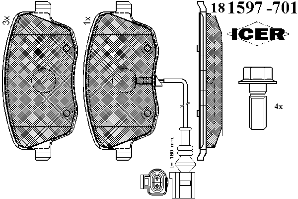 181597-701 Icer klocki hamulcowe przednie tarczowe