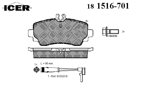 181516-701 Icer klocki hamulcowe przednie tarczowe