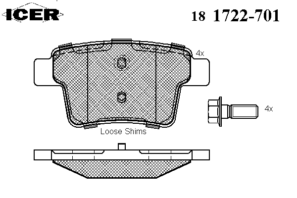 181722-701 Icer okładziny (klocki do hamulców tarczowych tylne)