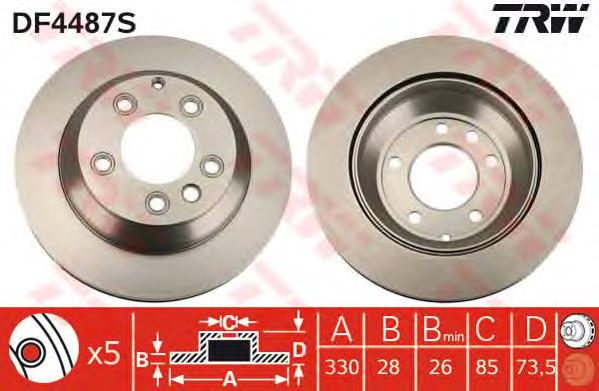 Tarcza hamulcowa tylna TRW DF4487S cena, od 71,04 USD