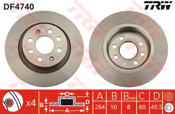 Tarcza hamulcowa tylna TRW DF4740 cena, od 34,25 USD